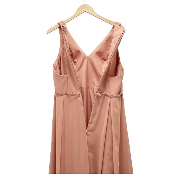 Azazie Mimi Dress Champagne Rose Long Bridesmaid Formal Gown Women’s Size 12 - Picture 10 of 13